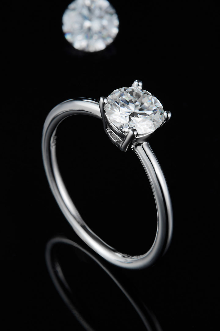 Women's Solitaire Rings with 1 Carat Moissanite in Sterling Silver