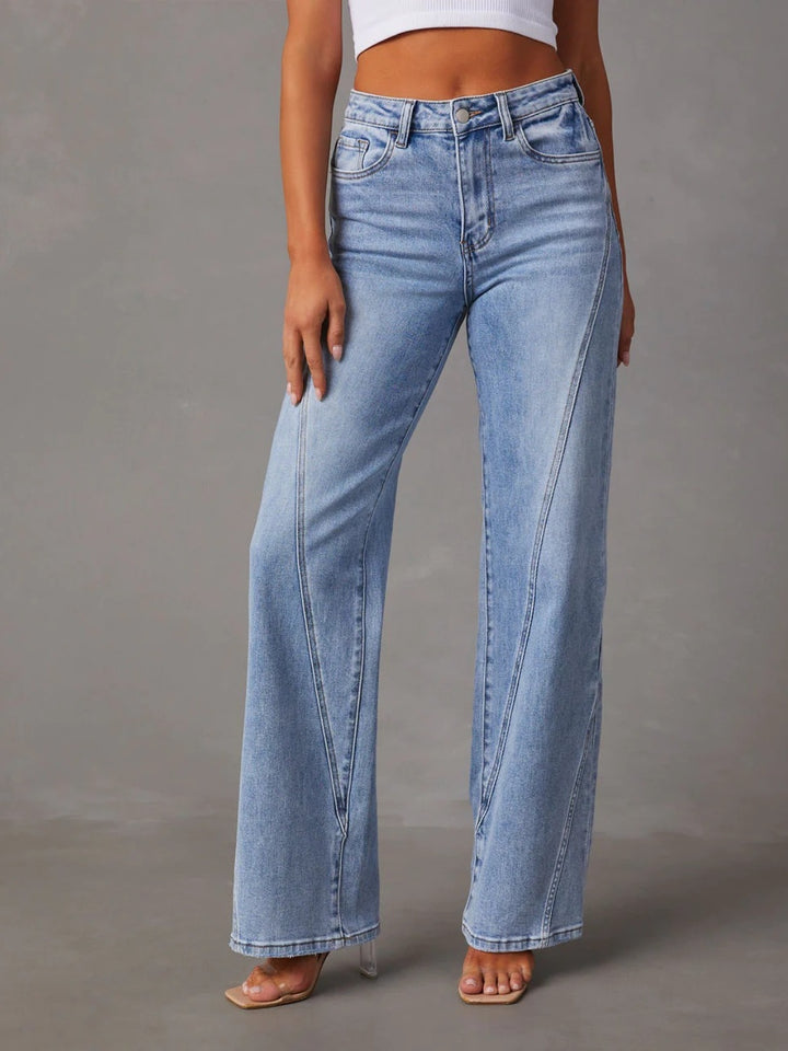 Women's Classic High Waist Straight Leg Jeans with Pockets