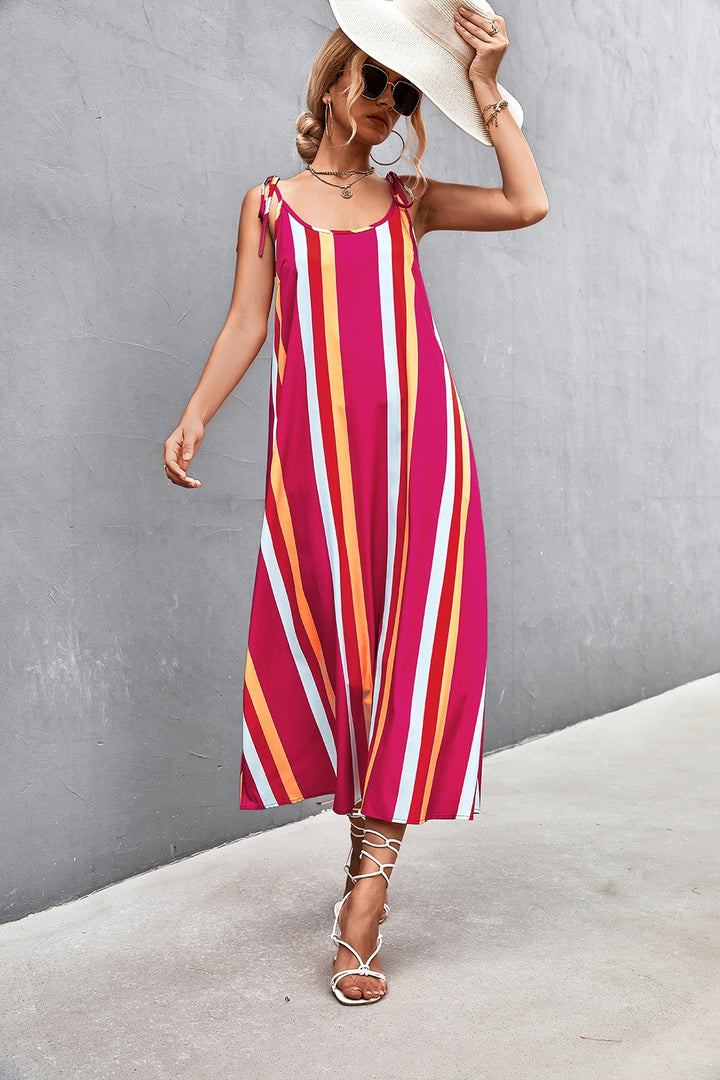 Women's Striped Scoop Neck Cami Dresses