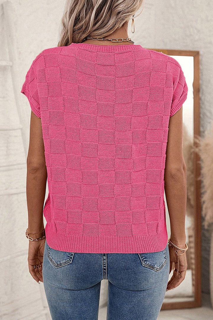 Women's Cozy Checkered Sweater with Pocket Detail