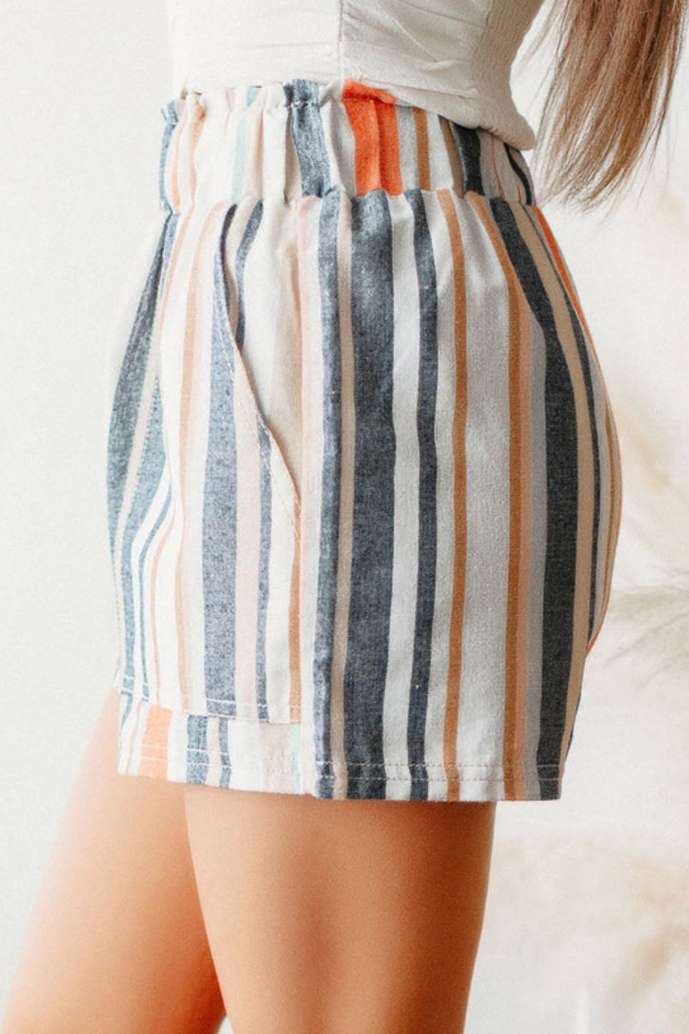 Women's Striped Elastic Waist Shorts