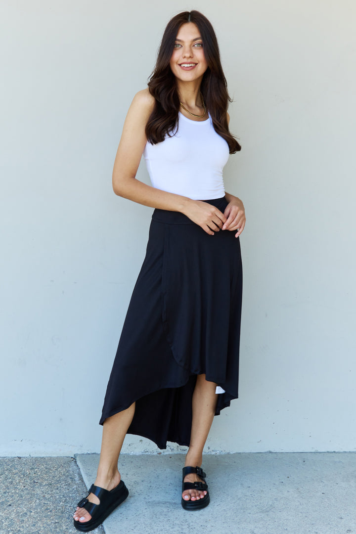 Women's Black High Waisted Flare Maxi Skirt