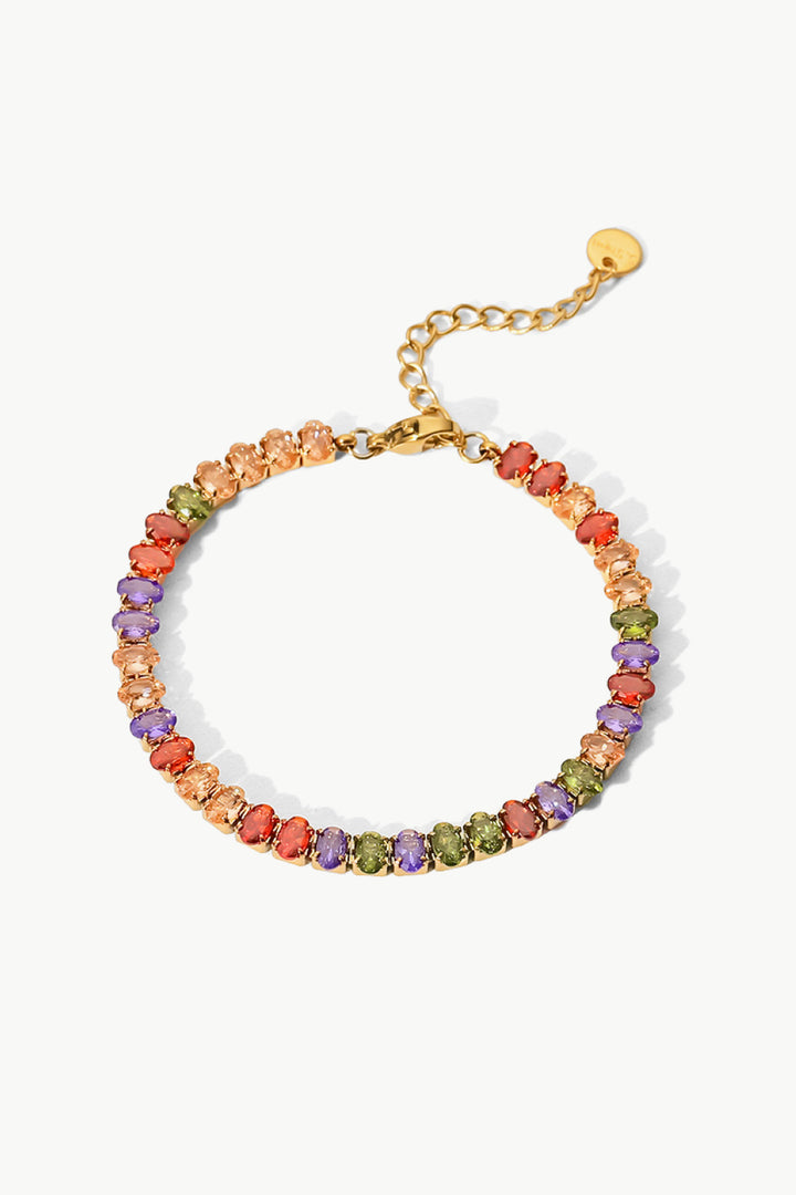 Women's Multicolored Zircon Bracelet in 18K Gold Plating