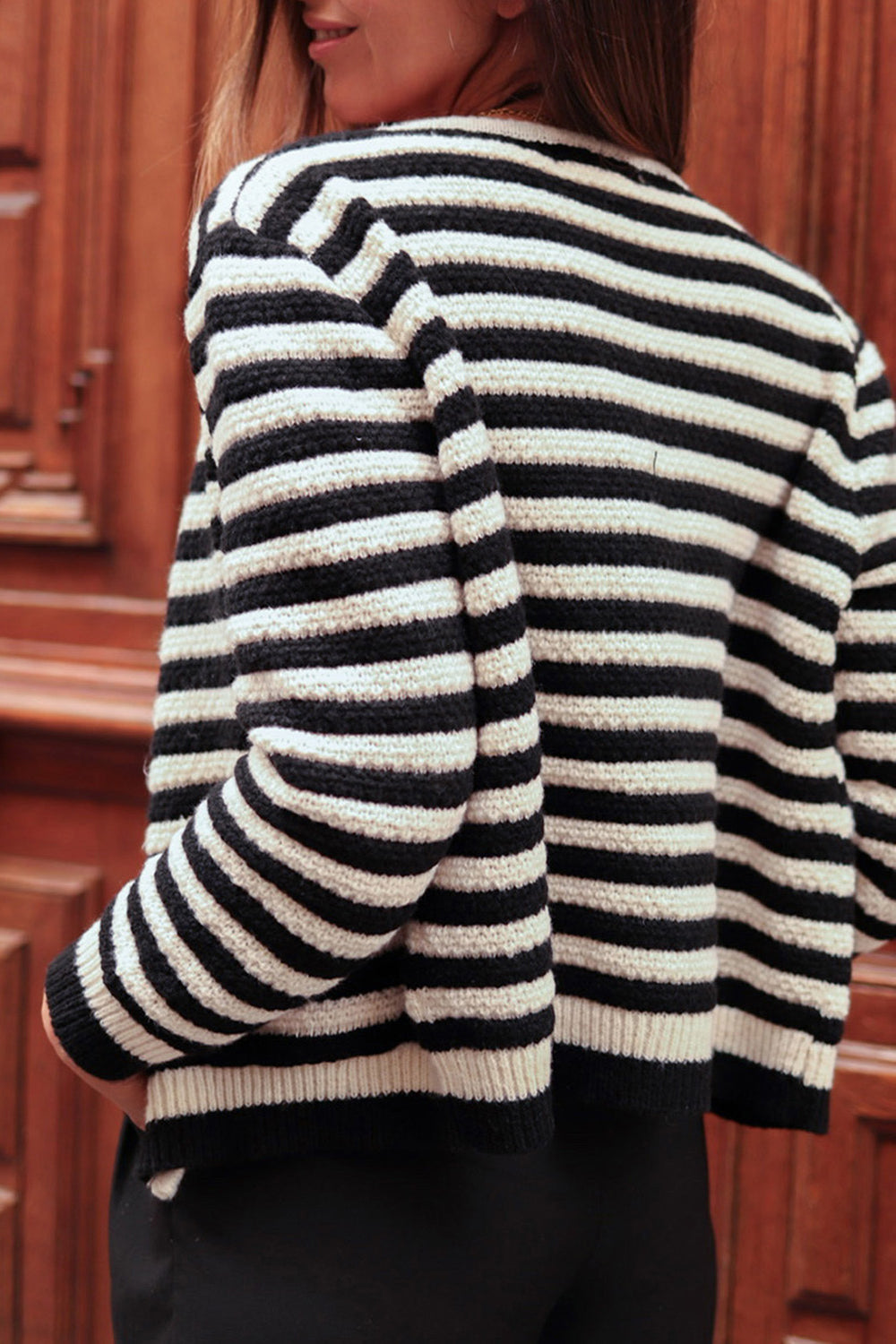 Women's Cozy Striped Sweater Cardigan