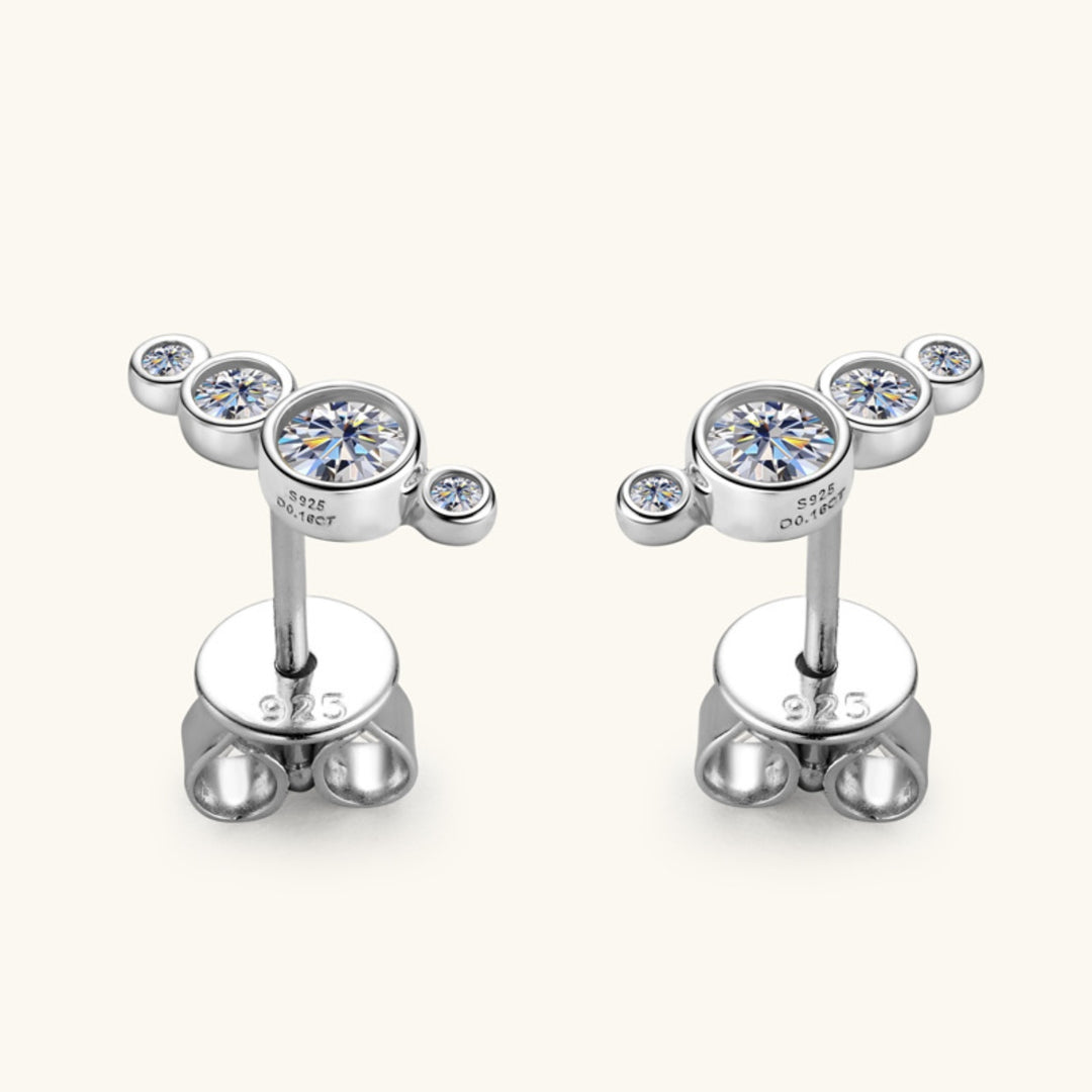 Women's Elegant Moissanite Sterling Silver Stud Earrings