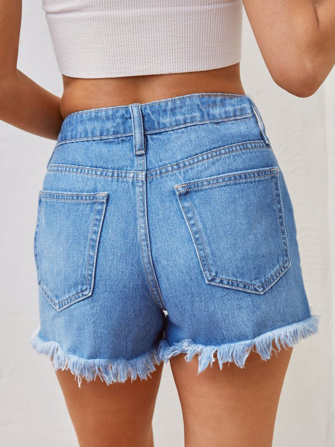 Women's Distressed Raw Hem Denim Shorts