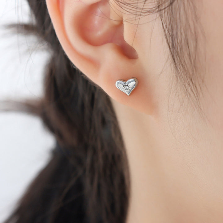 Women's Heart-Shaped Zirconium Earrings