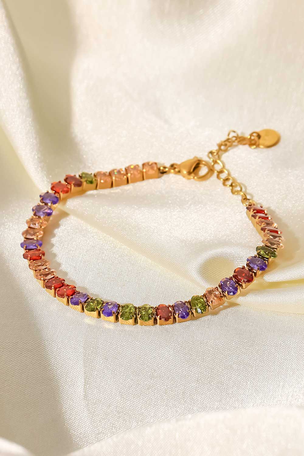 Women's Multicolored Zircon Bracelet in 18K Gold Plating