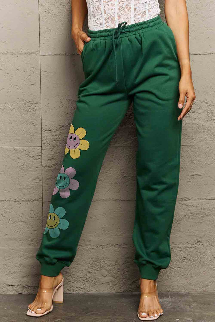 Women's Flower Graphic Drawstring Long Pants