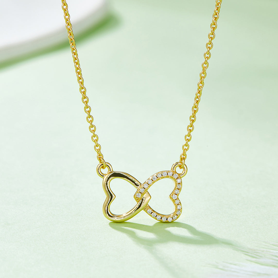 Women's Heart Bow Necklace with Moissanite Accent