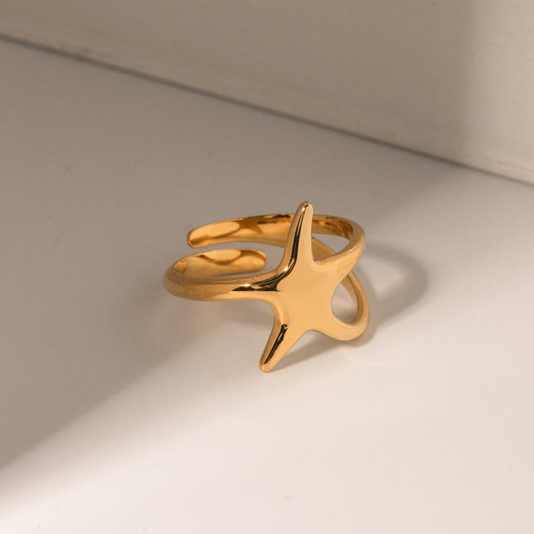 Women's Starry Gold-Plated Stainless Steel Ring (Rings)