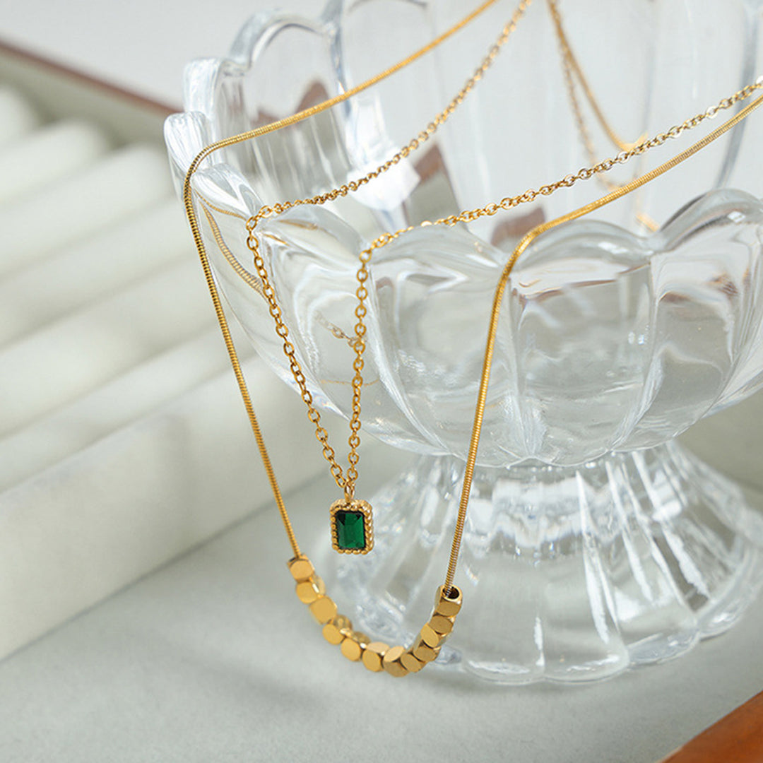 Women's Elegant Double-Strand Gold-Plated Necklace