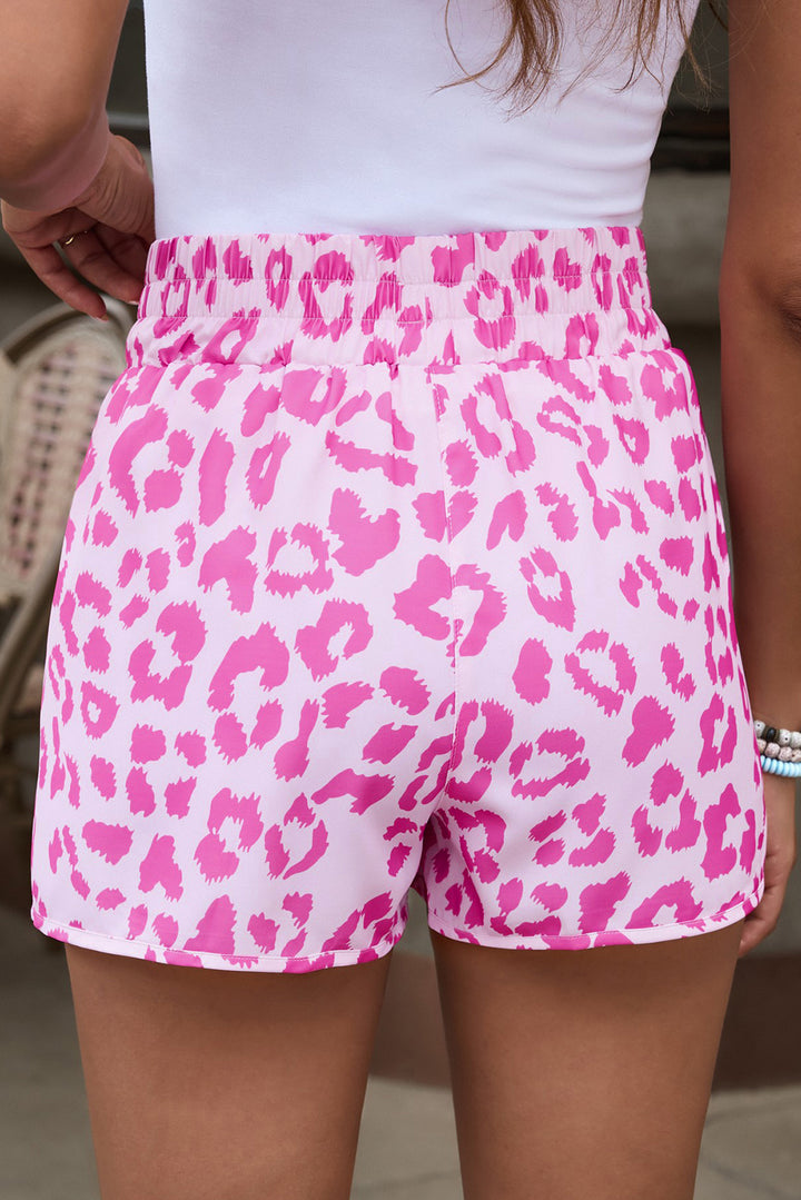 "Women's Leopard Print Elastic Waist Shorts"