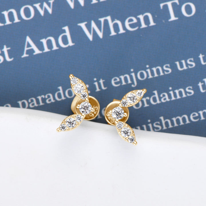 Women's Elegant Moissanite Sterling Silver Stud Earrings