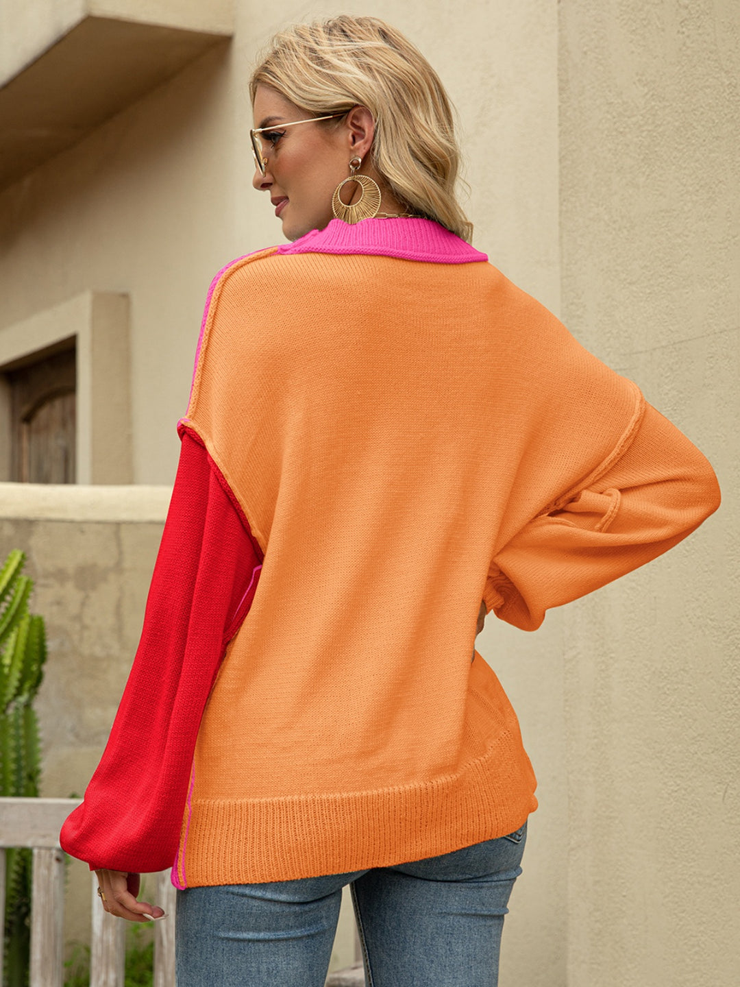 Women's Cozy Color Block Sweater