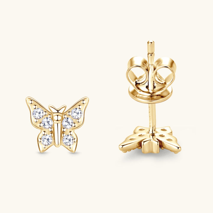 Women's Elegant Butterfly Moissanite Sterling Silver Stud Earrings