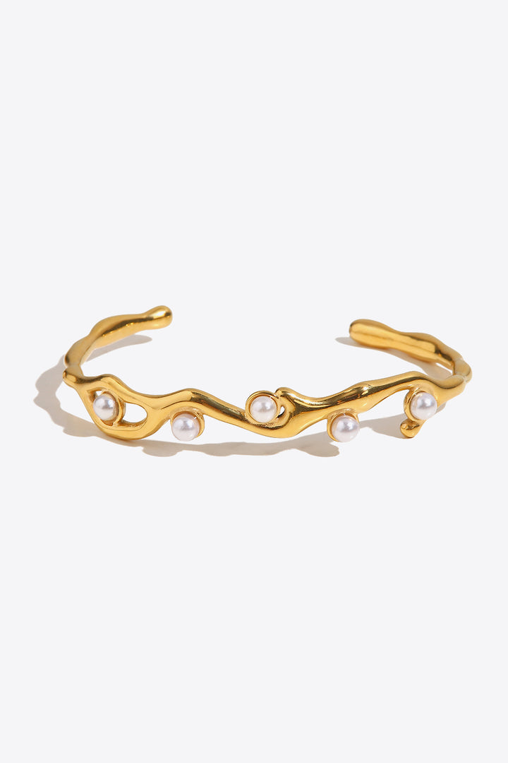 Women's Pearl Inlaid Open Bracelet