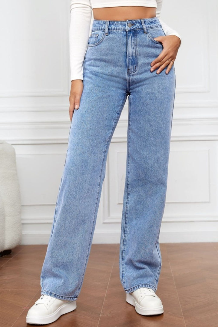 Women's Classic High Waist Straight Leg Jeans