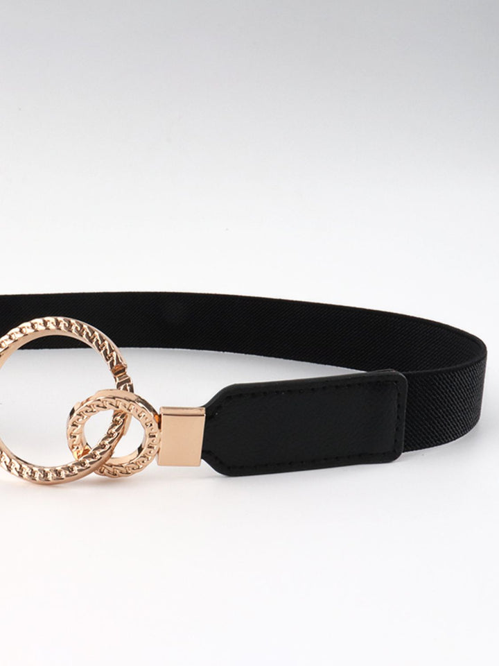 Double Ring Buckle Elastic PU Belt