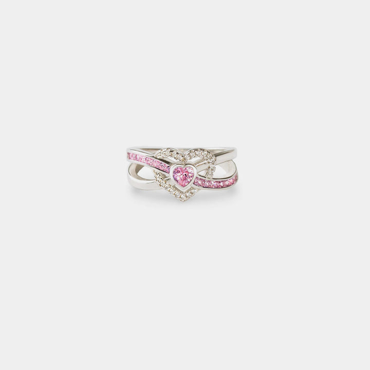 Women's Heart-Shaped Zircon Sterling Silver Rings