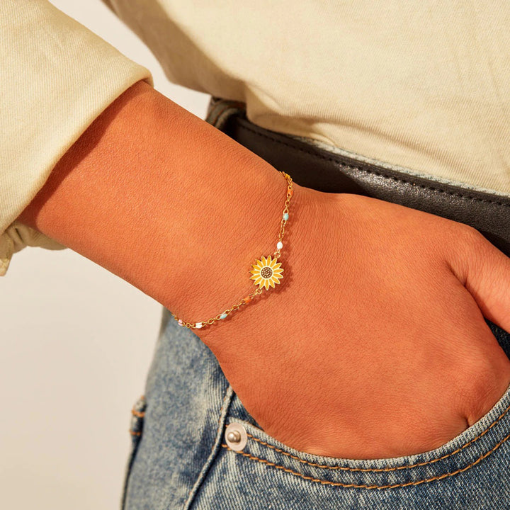 Women's Sunflower Charm Bracelet in 18K Gold Plating