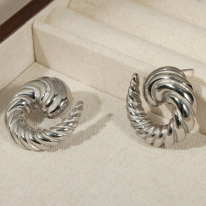 Women's Spiral Twist Titanium Steel Stud Earrings