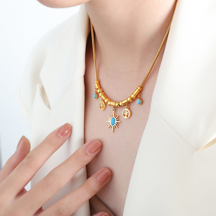 Women's Elegant Gold-Plated Charm Necklace