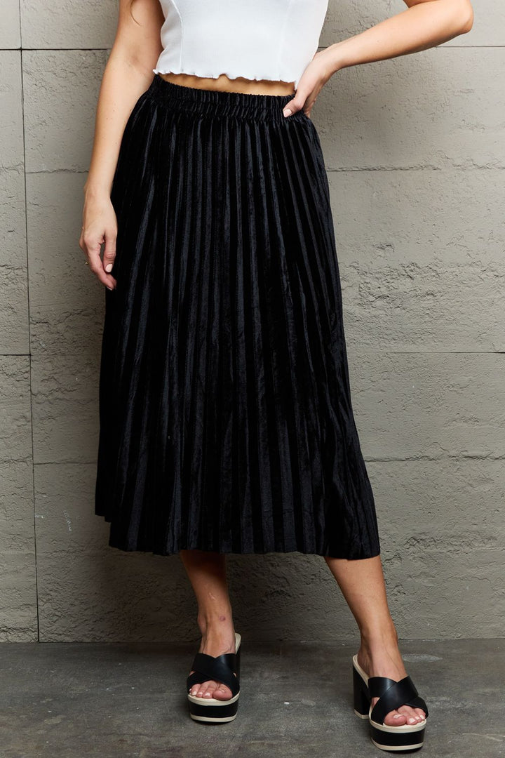 Women's Flowy Accordion Pleated Midi Skirt