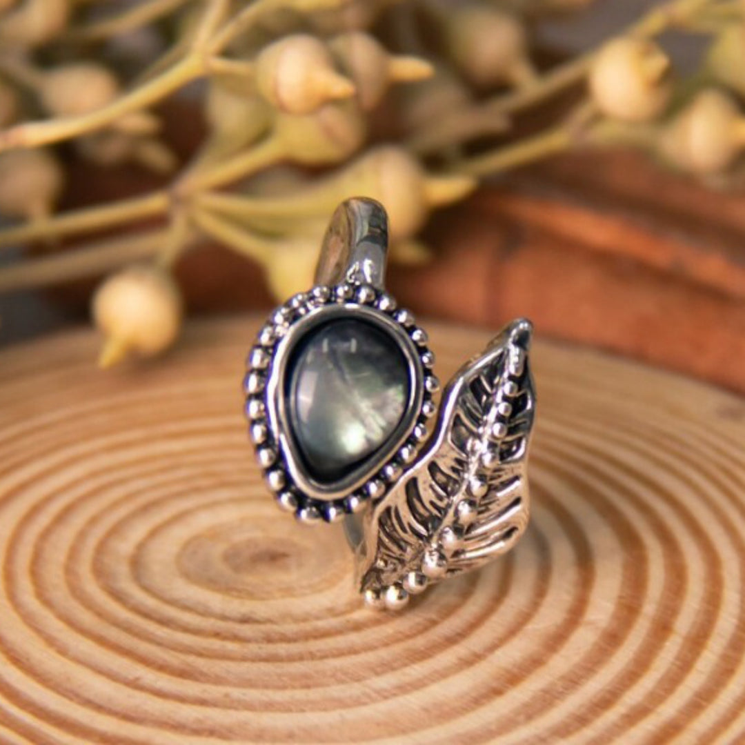 Women's Moonstone Leaf Bypass Rings