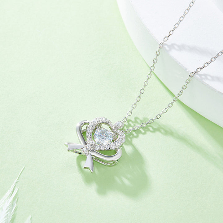 Women's Bow & Heart Moissanite Necklace