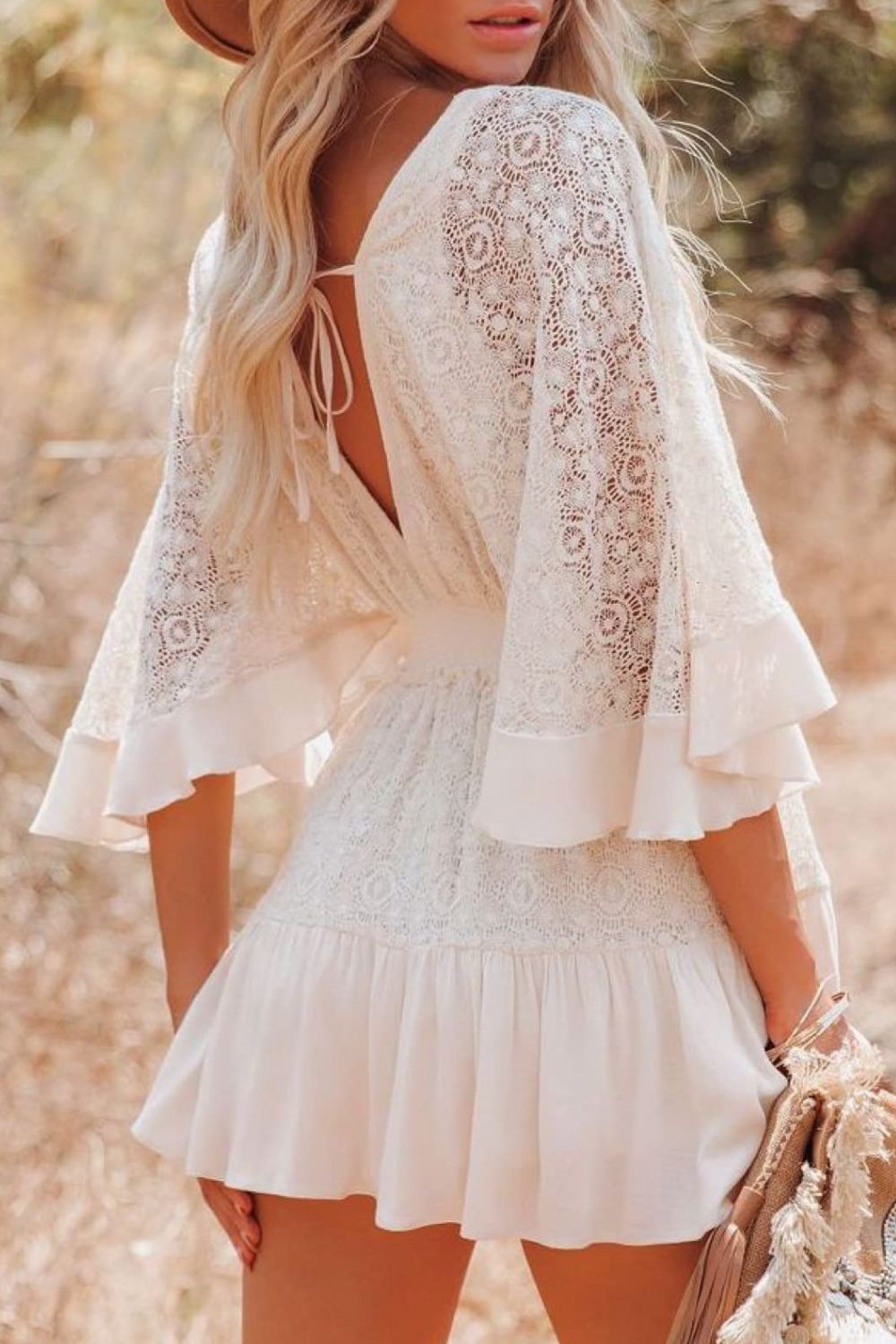 Women's with Lace Cutout Detail and Surplice Half Sleeves