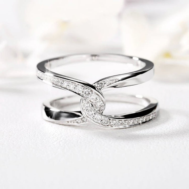 Women's Twisted Double-layered Zircon Inlaid Rings