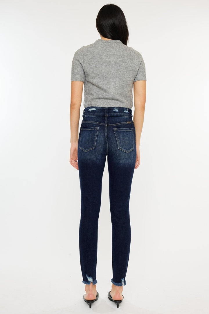 Women's Raw Hem High Waist Jeans (Jeans)