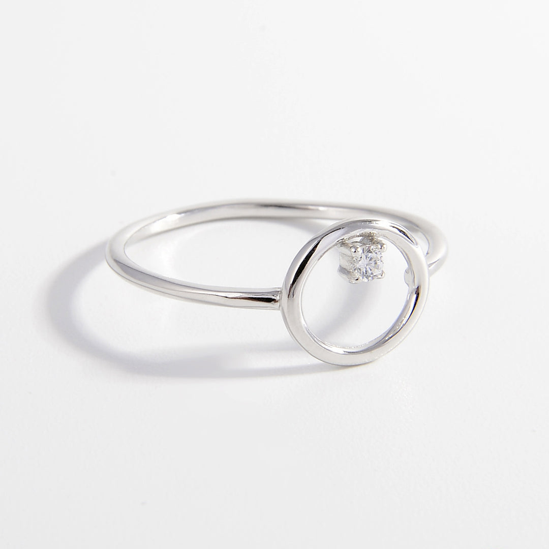 Women's Zircon Circle Sterling Silver Rings