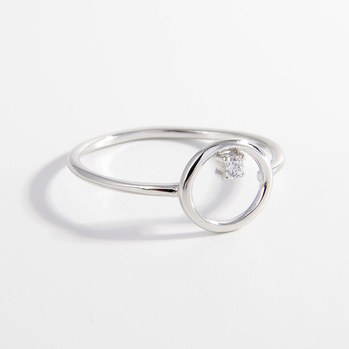 Women's Zircon Circle Sterling Silver Rings