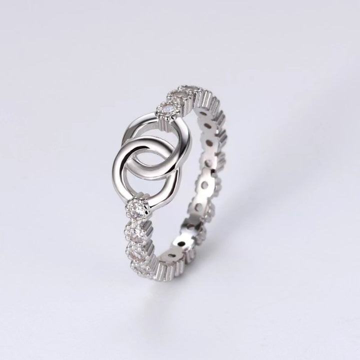 Women's Elegant Sterling Silver Zircon Rings