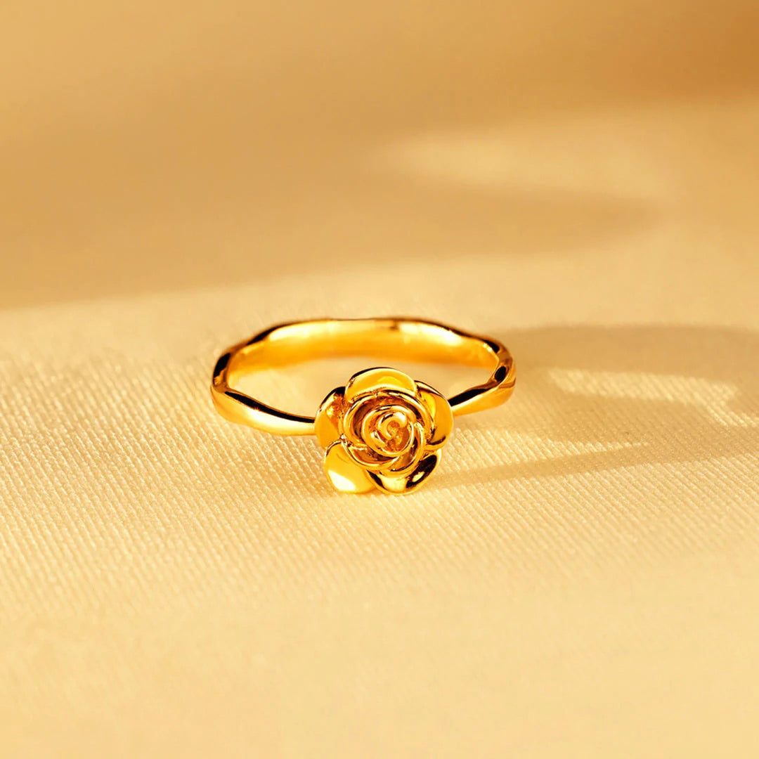 Women's Rose Shaped Gold-Plated Rings