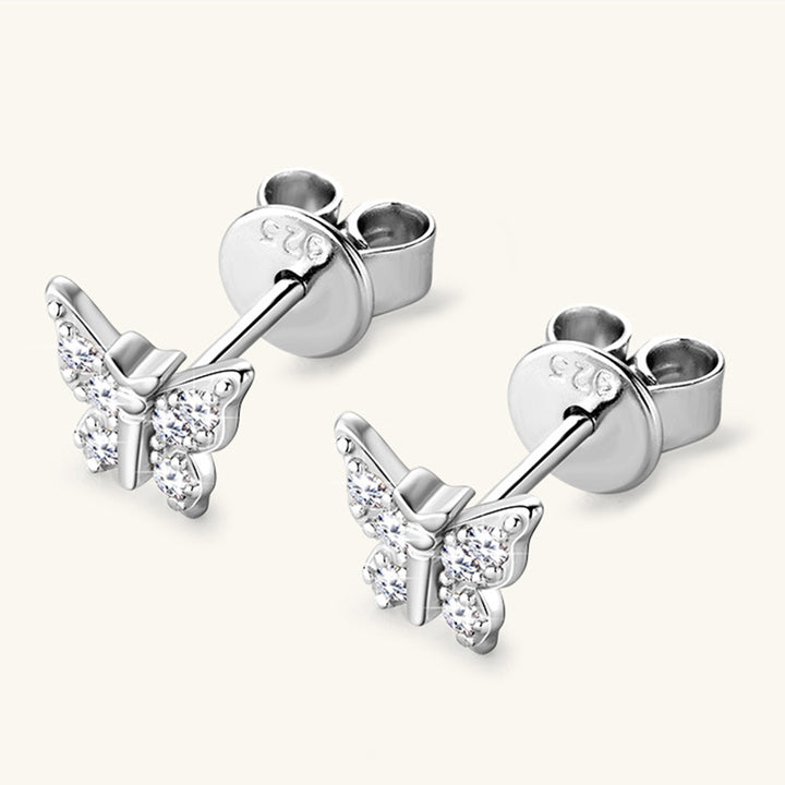 Women's Elegant Butterfly Moissanite Sterling Silver Stud Earrings