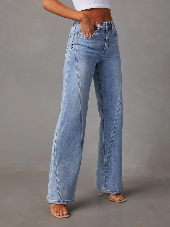 Women's Classic High Waist Straight Leg Jeans with Pockets