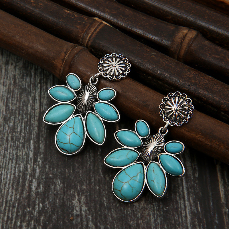 Women's Turquoise Flower Earring