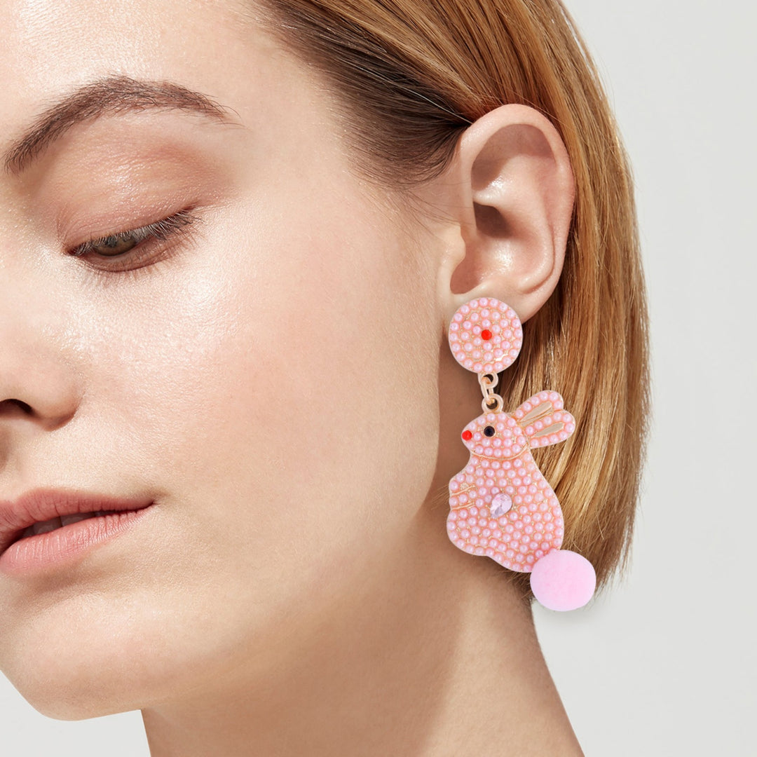 Women's Rabbit Dangle Earrings with Synthetic Pearl Embellishments