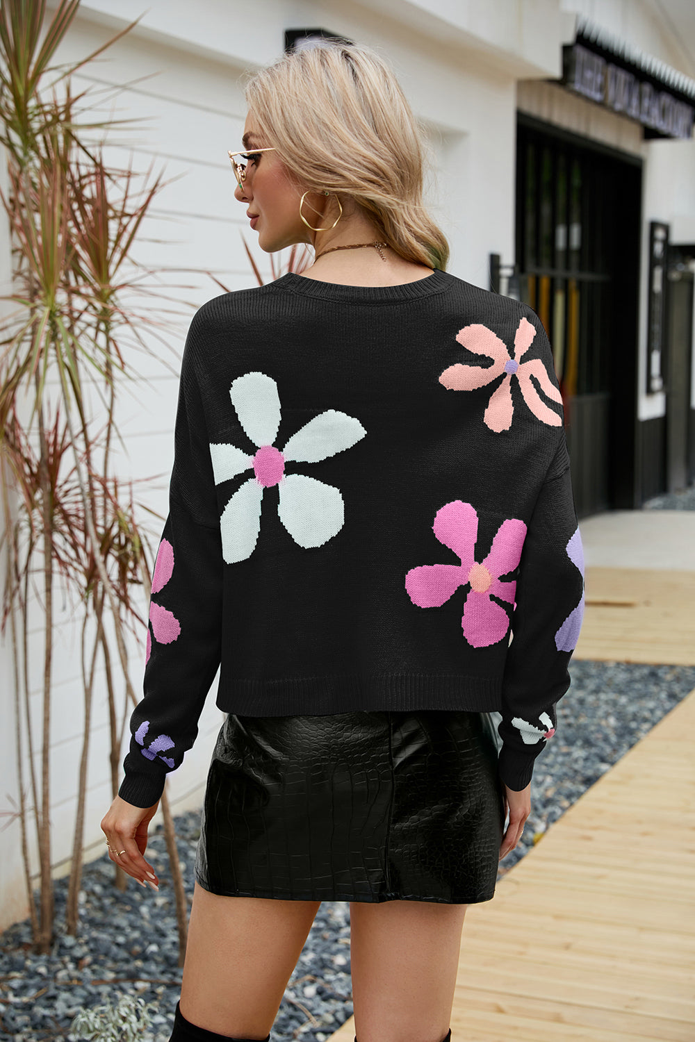 Women's Floral Drop Shoulder Sweater