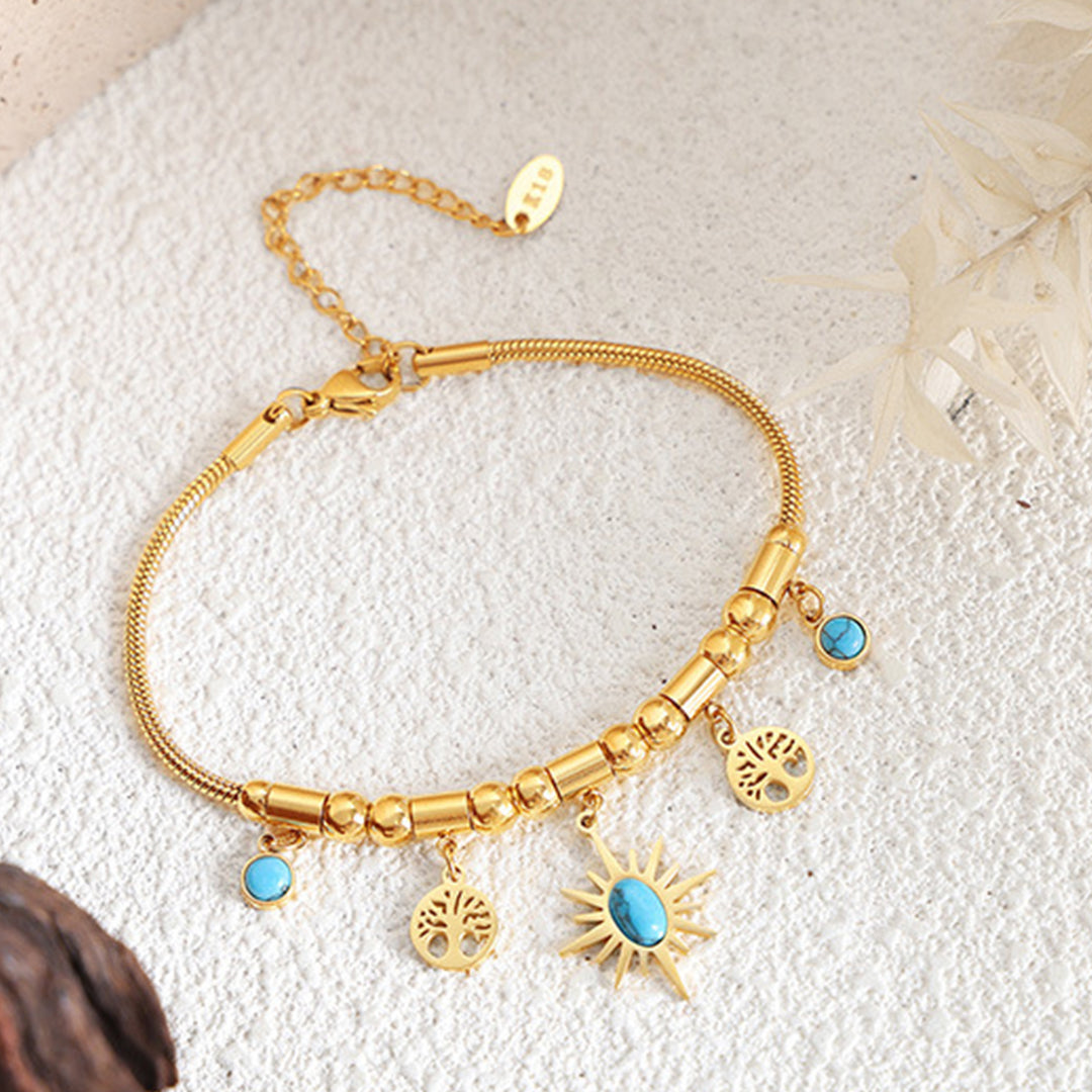 Women's Charm Bracelet in Gold-Plated Titanium Steel