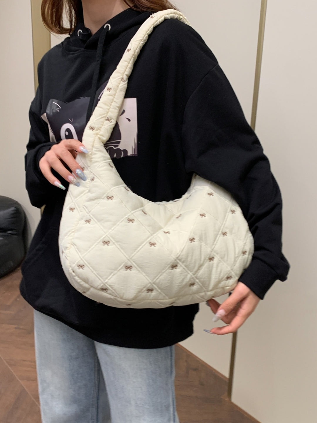 Bow Polyester Shoulder Bag