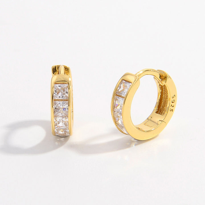 Women's Zircon Huggie Earrings in 925 Sterling Silver