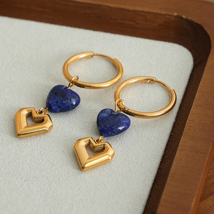 Women's Lapis Lazuli Heart Earrings