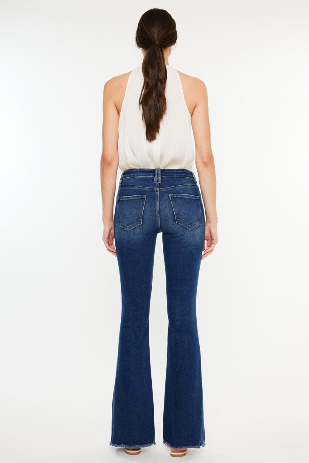 Women's Raw Hem Flare Jeans (Cat's Whiskers Design)