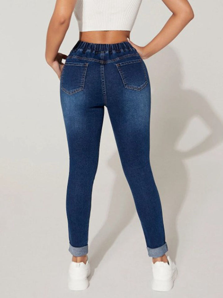 Women's Drawstring Waist Cropped Jeans