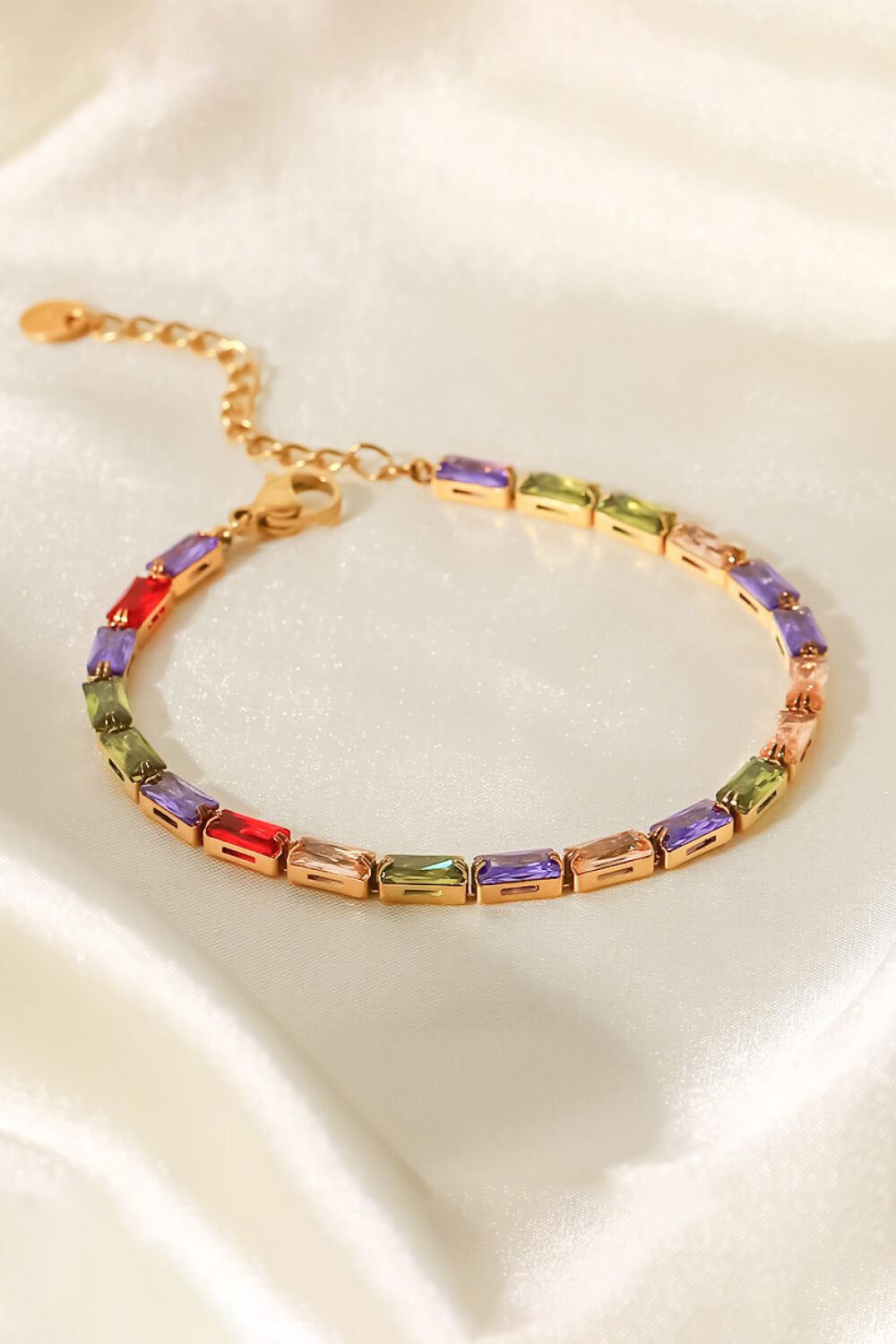 Women's Multicolored Cubic Zirconia Bracelet in 18K Gold Plating