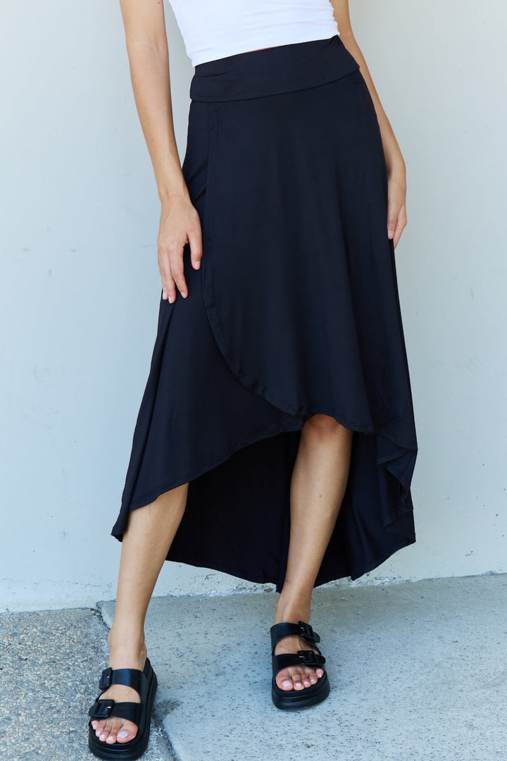 Women's Black High Waisted Flare Maxi Skirt